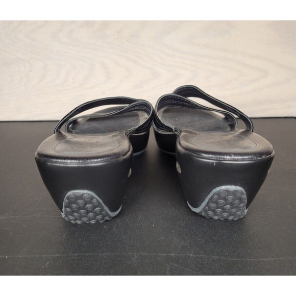 Cole Haan Air Women's SZ 11 B Sandals Platform Wedge Slip On Black Leather - Picture 6 of 9